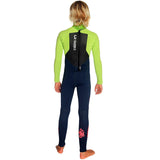 C-Skins Legend 4/3mm Junior Wetsuit | Ink Blue/Lime/Flo Red - Back