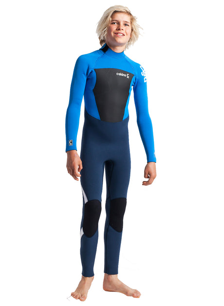 C-Skins Legend 4/3mm Junior Wetsuit | Bluestone/Cyan - Front