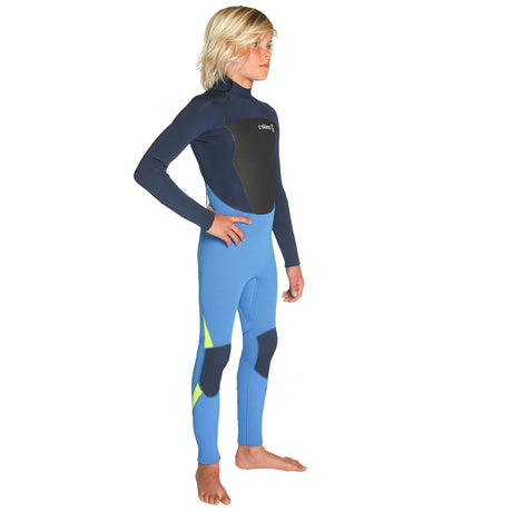 C-Skins Legend 5:4:3mm Junior Wetsuit - Side - Cyan/Ink/Flo