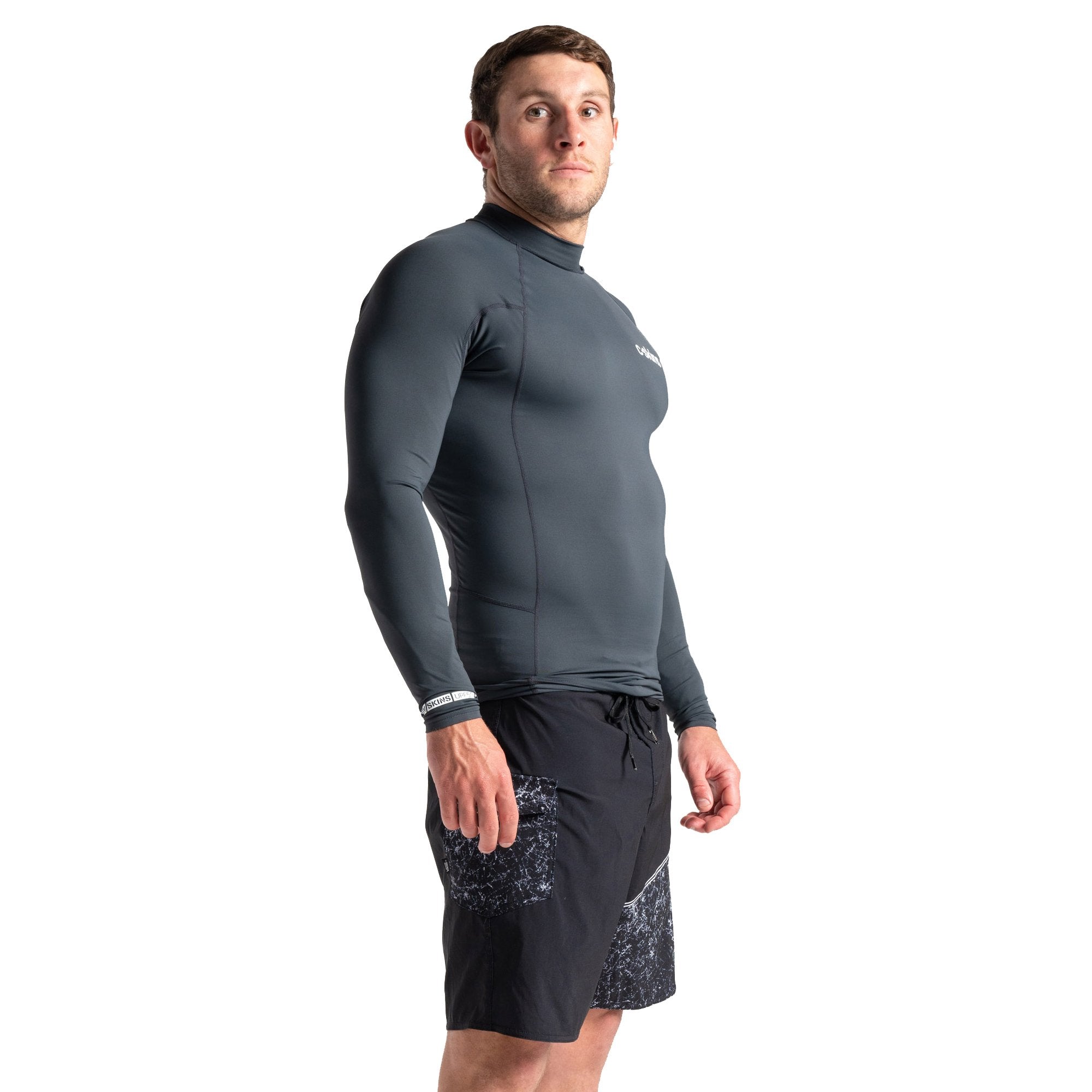 C-Skins UV Skins Men's Long Sleeve Crew Neck Rash Vest in Anthracite - Right side