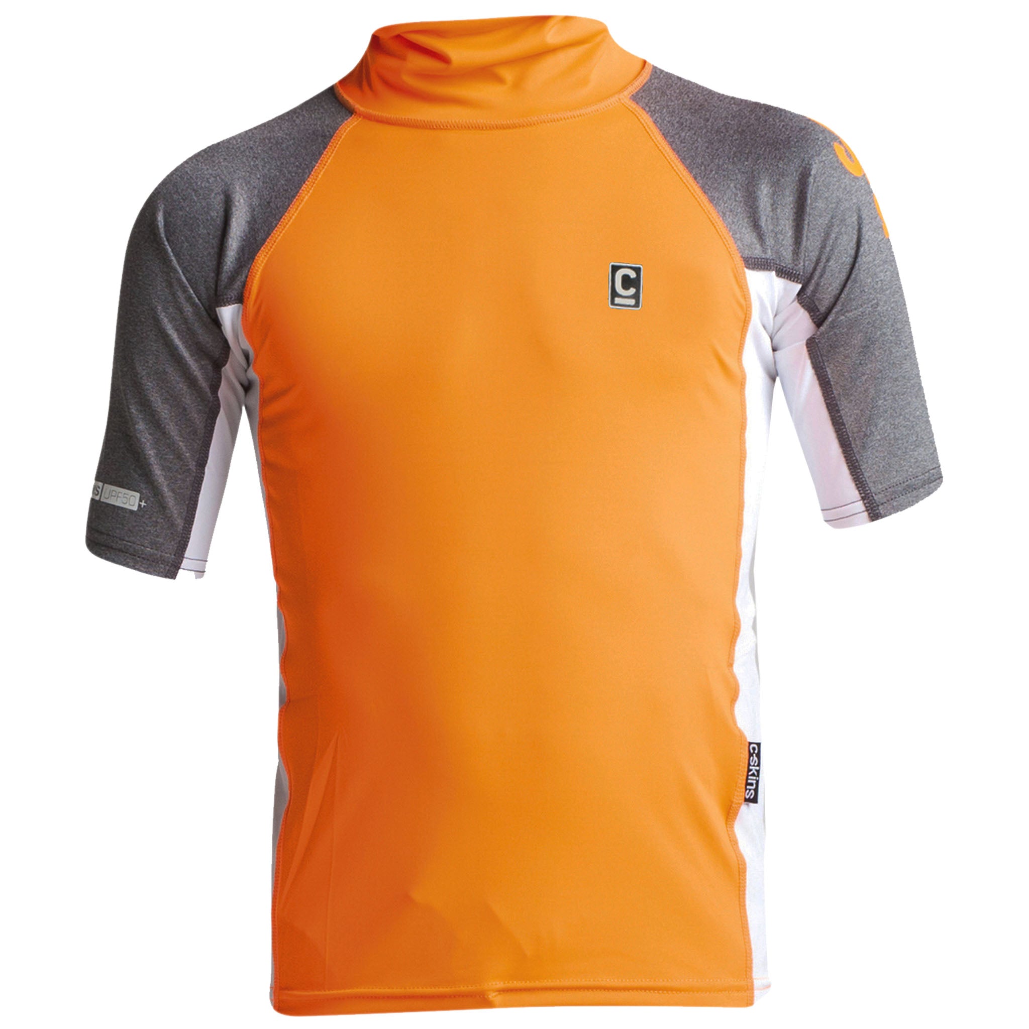 C-Skins Junior UV50 Short Sleeve Rash Vest | Orange/White/Grey
