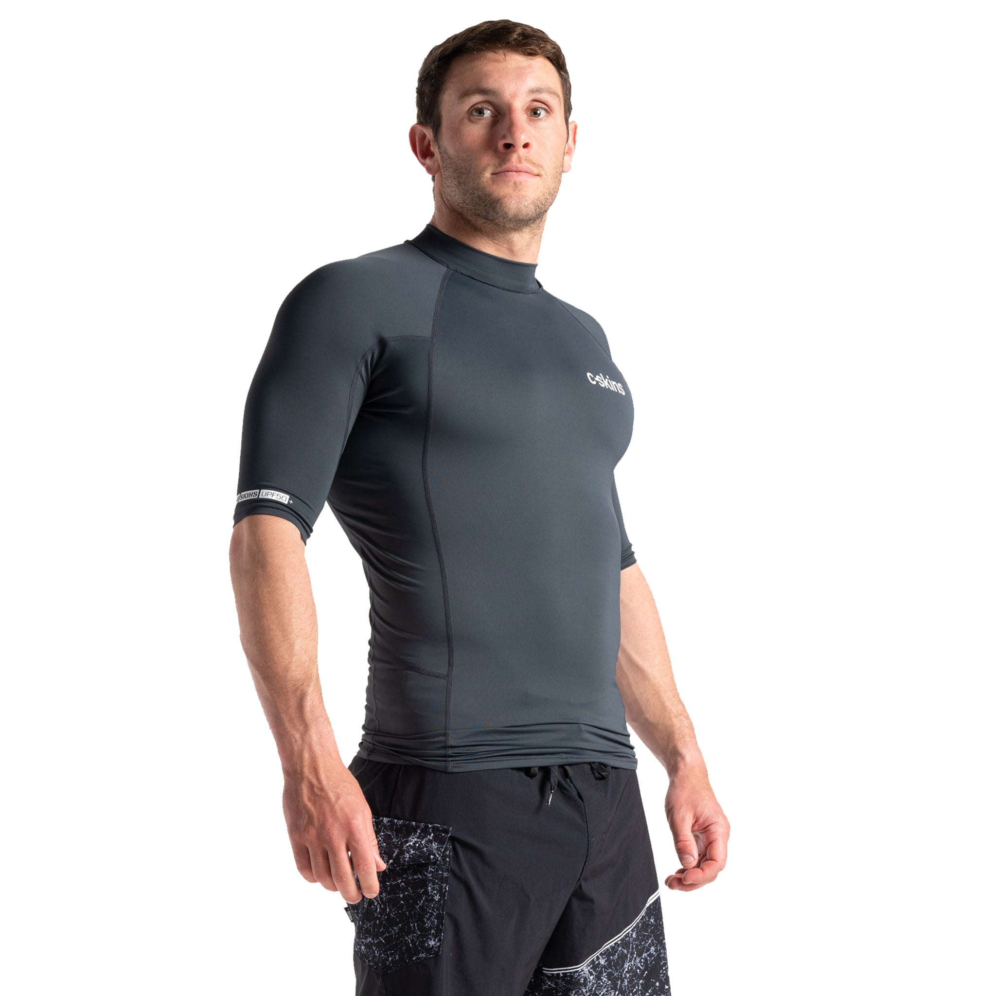 C-Skins UV Skins Men's Crew Neck Short Sleeved Rash Vest | Anthracite