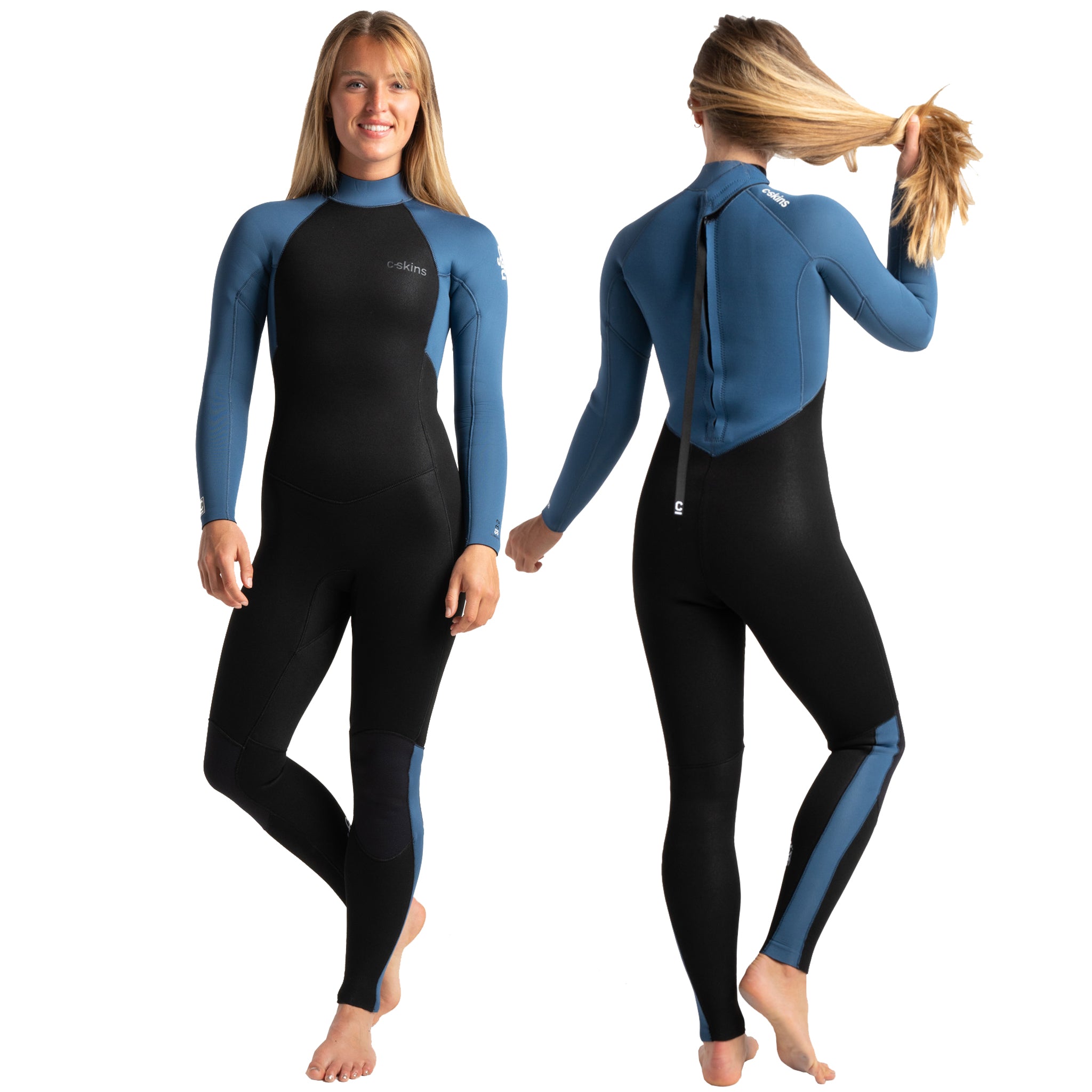 C-Skins Surflite 3/2mm Women's GBS Spring Summer Wetsuit - Black/Cascade Blue/White