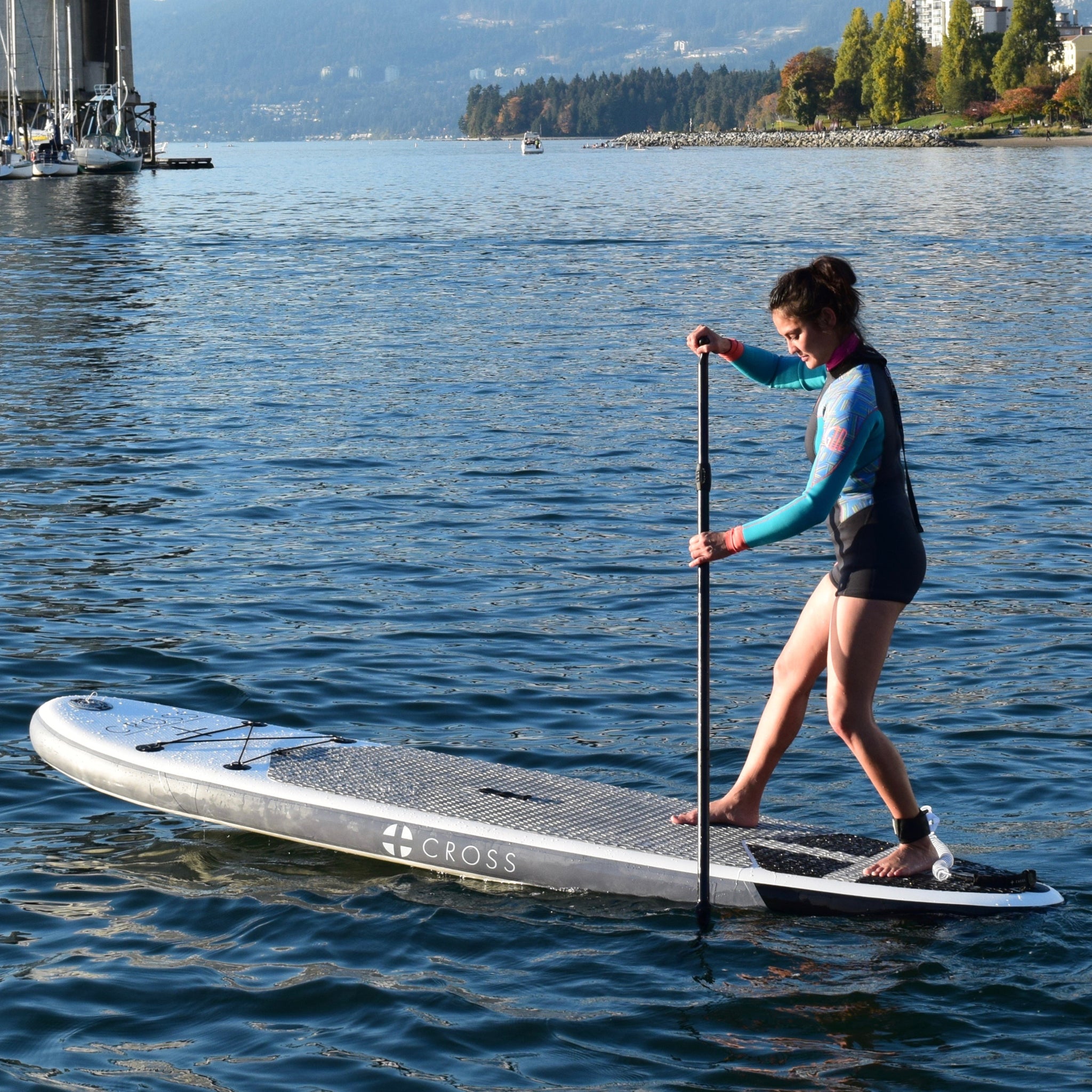 Gul 10' 7" CROSS Inflatable Paddle Board SUP on the water