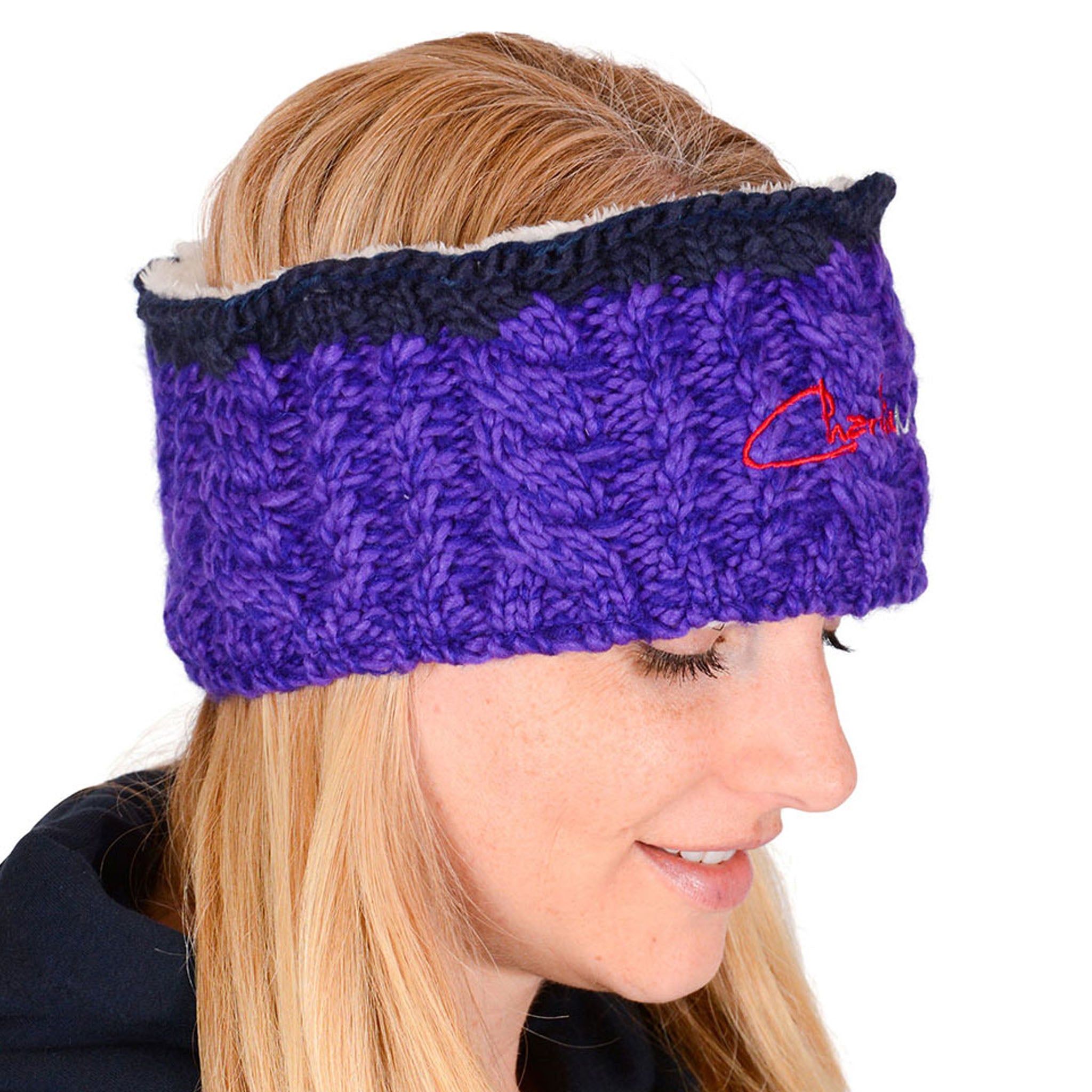 Charlie McLeod Knitted Fleece Lined Headband | Purple Side