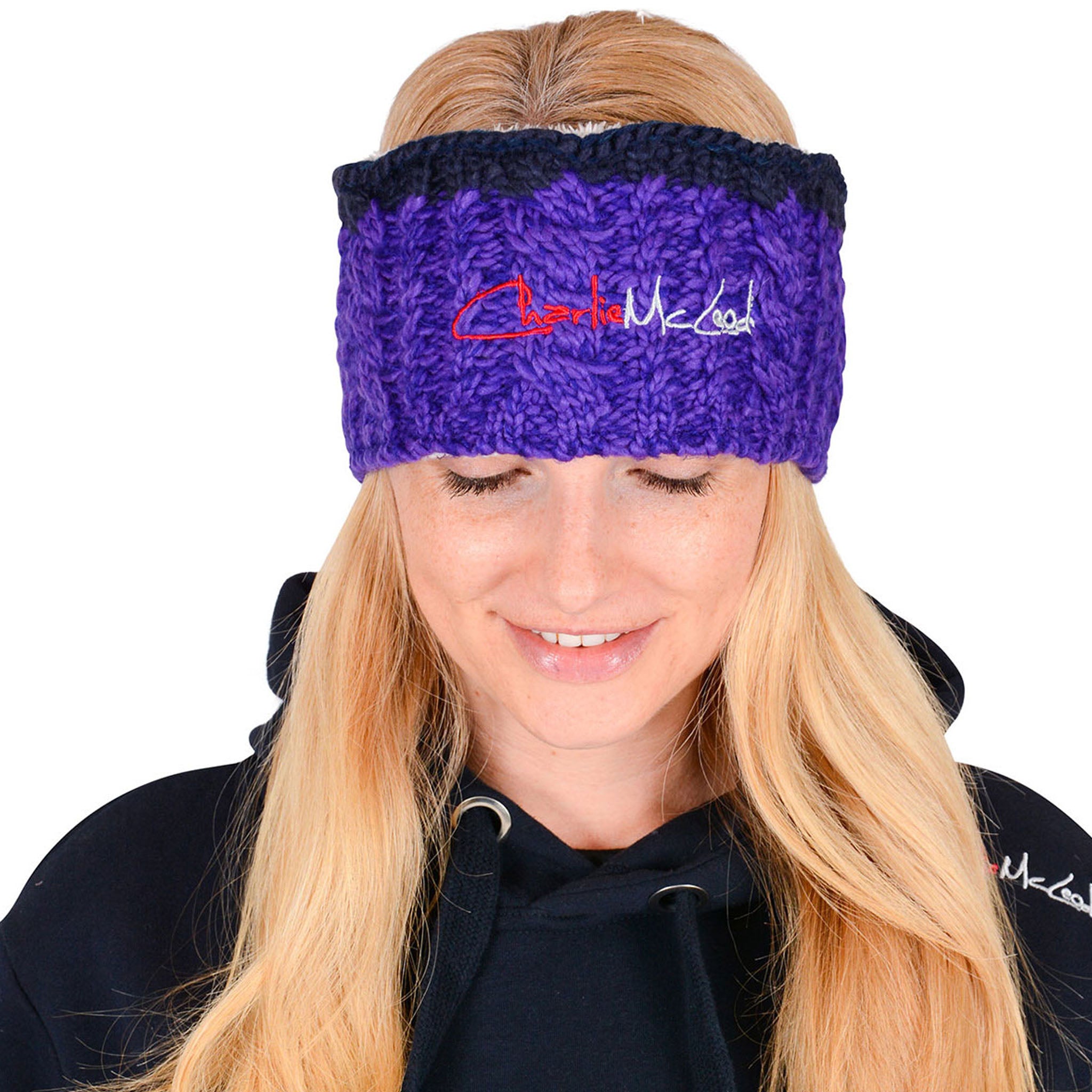Charlie McLeod Knitted Fleece Lined Headband | Purple Front