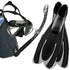 Cressi Penta Mask & Alpha Ultra Dry Snorkel Set & Cressi Agua Adult Snorkelling Fins | Black