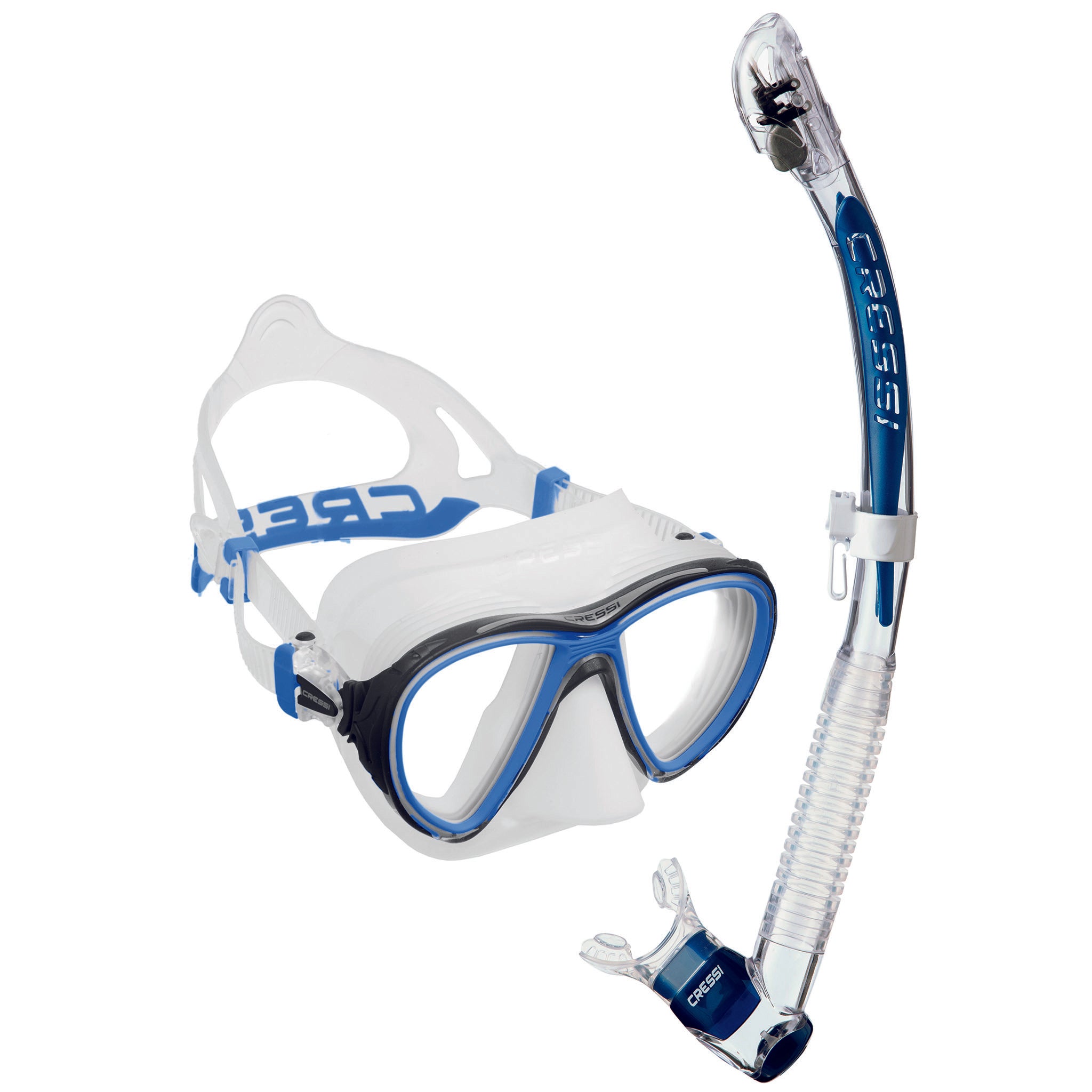 Cressi Quantum Mask & Itaca Ultra Dry Snorkelling Combo | Clear/Blue