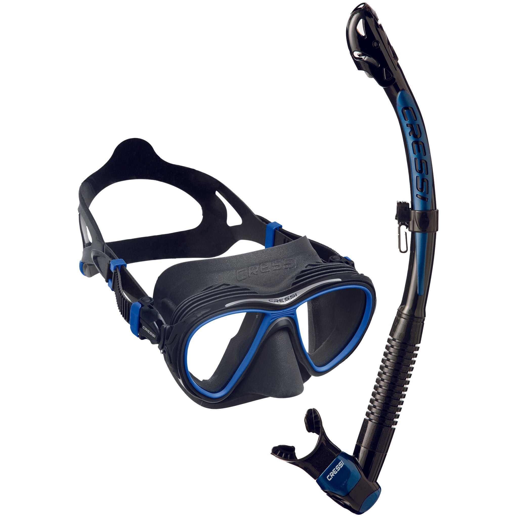 Cressi Quantum Mask & Itaca Ultra Dry Snorkelling Combo | Black/Blue