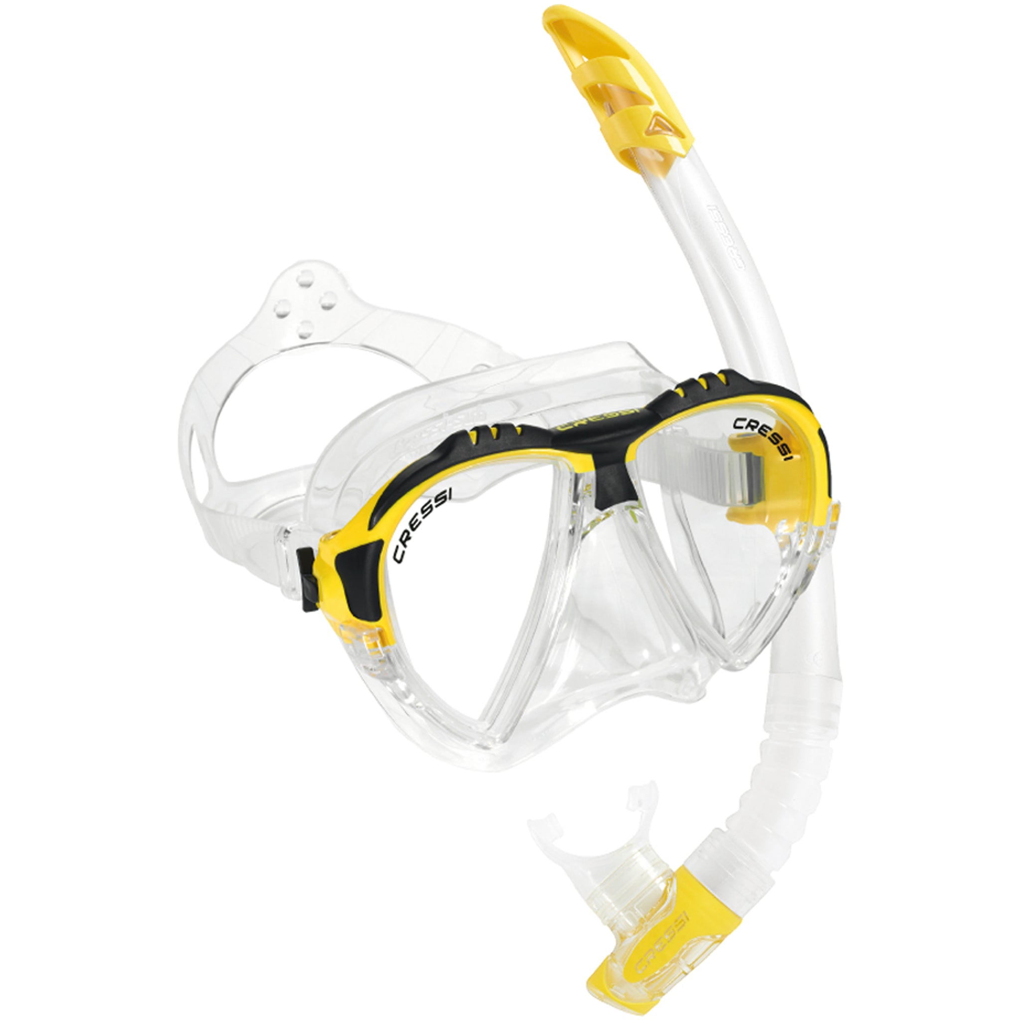 Cressi Matrix Mask & Gamma Snorkel set for Snorkelling and Diving | Yellow