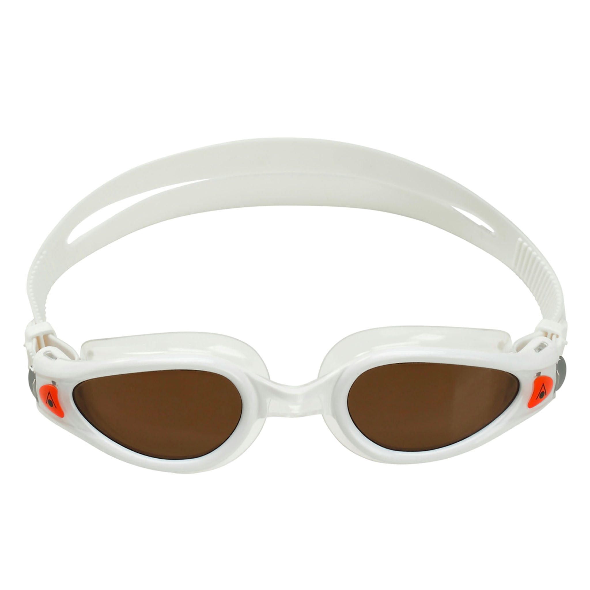 Aqua Sphere Kaiman Exo Swimming Goggles Brown Polarised Lenses - White Orange Front
