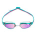 Aqua Sphere Fastlane Swimming Goggles Pink Turquoise with Pink Titanium Mirrored Lenses - Front