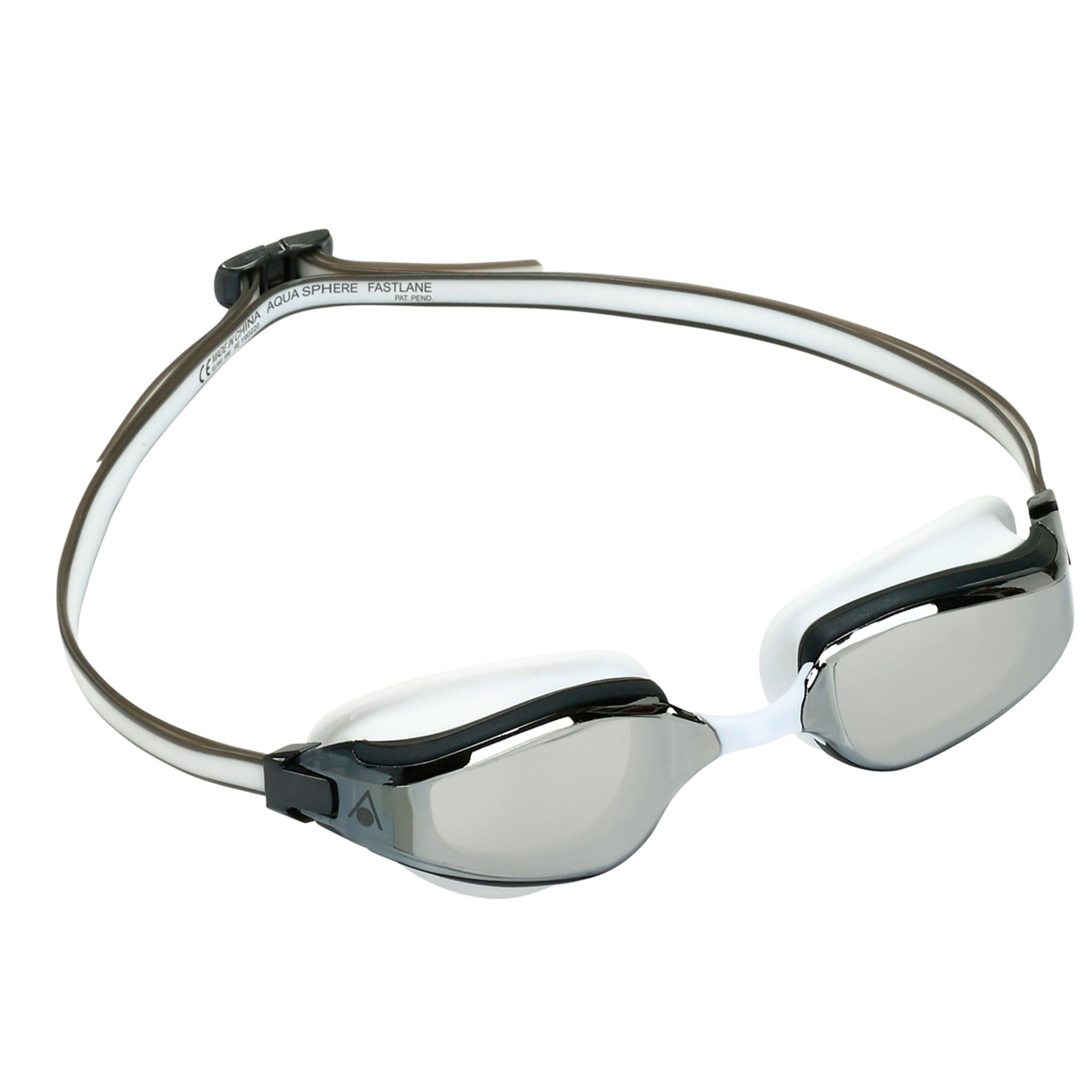 Aqua Sphere Fastlane Swimming Goggles Silver Mirrored Lenses - White/Grey Side