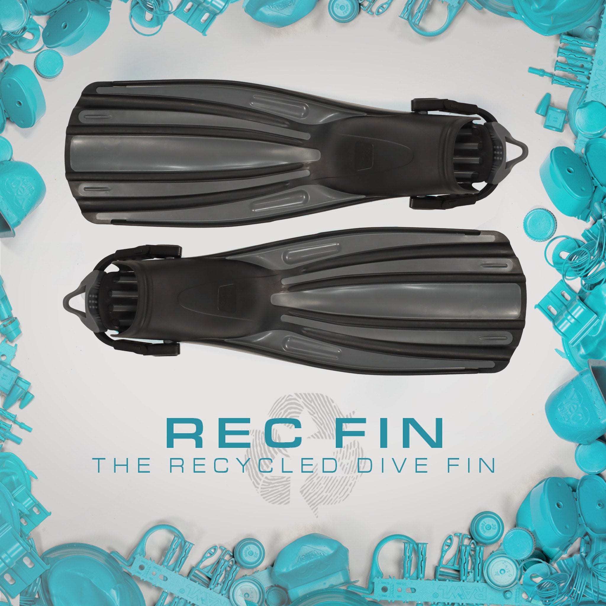 Fourth Element Rec Fins for Scuba Diving & Snorkelling - Black Grey Recycled