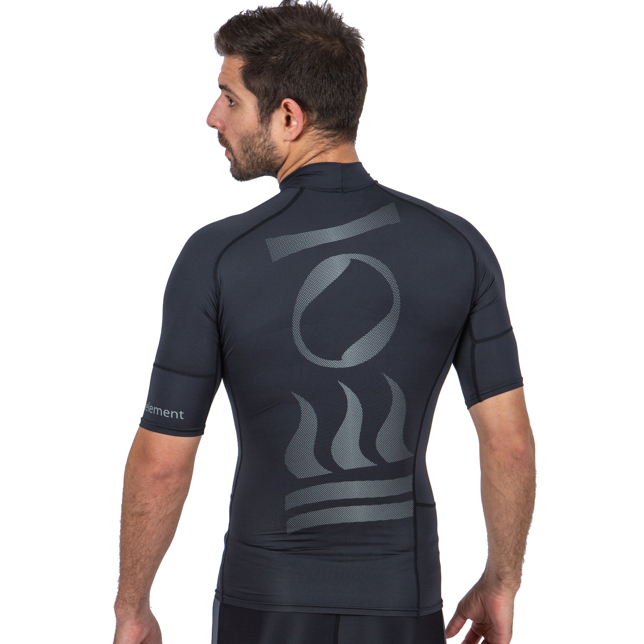 Fourth Element Men's Hydroskin Ocean Positive Short Sleeve Rash Guard Black | Back