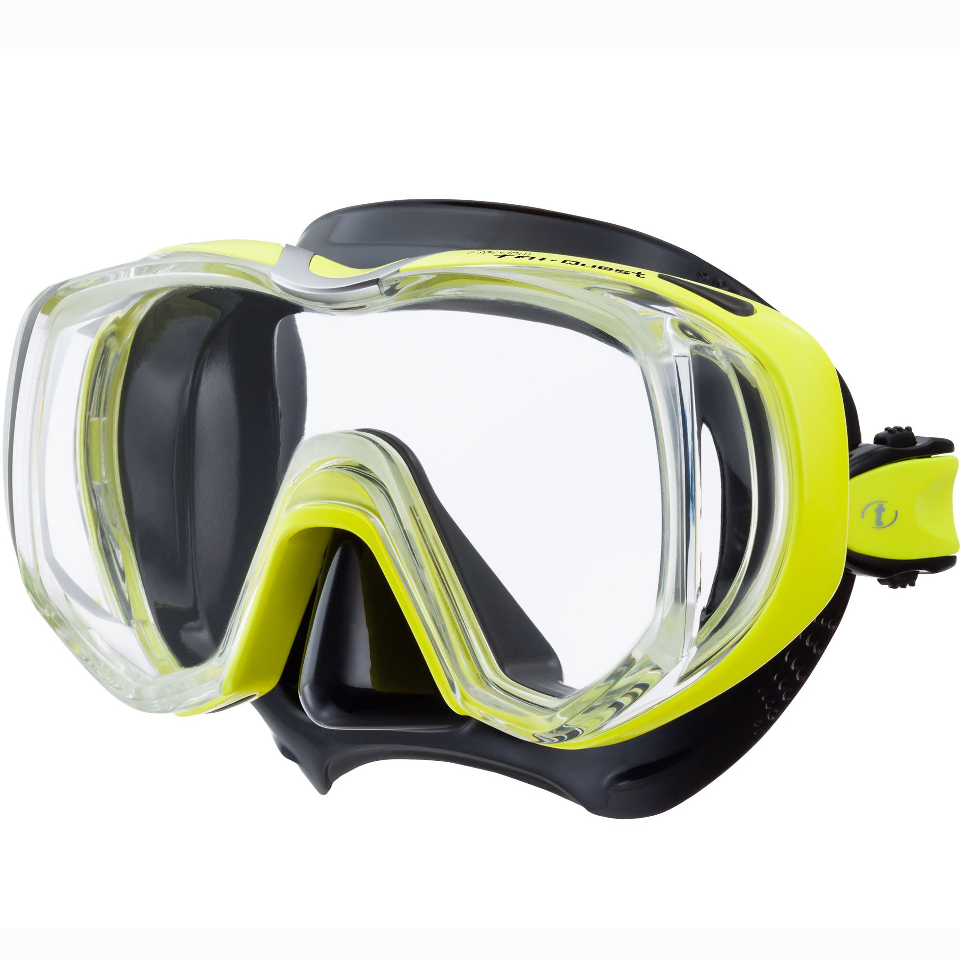 Tusa Freedom Tri Quest Mask - 3 window Dive Mask in Black & Yellow