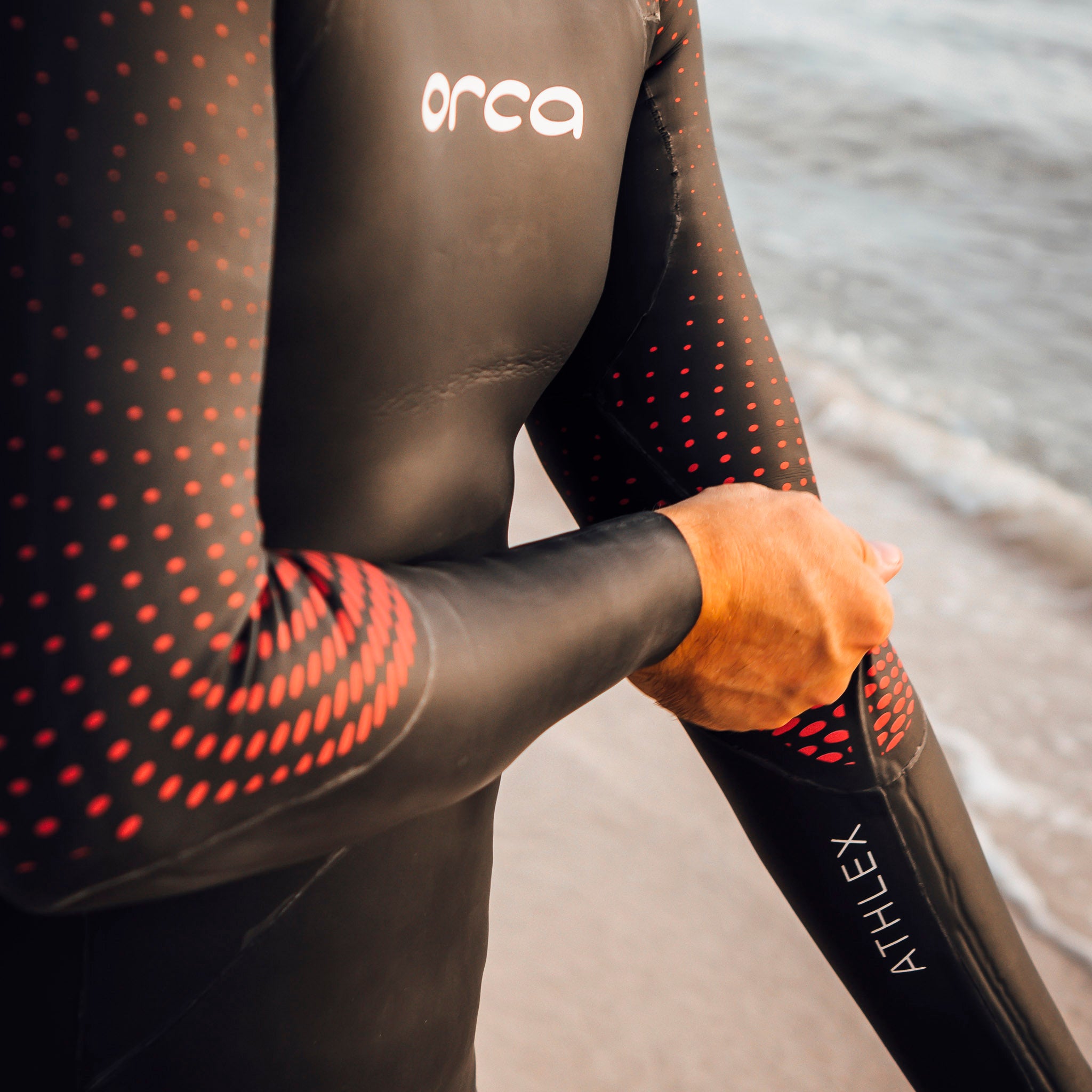 Orca Men's Athlex Float Swimming Wetsuit | Chest & Arm detail