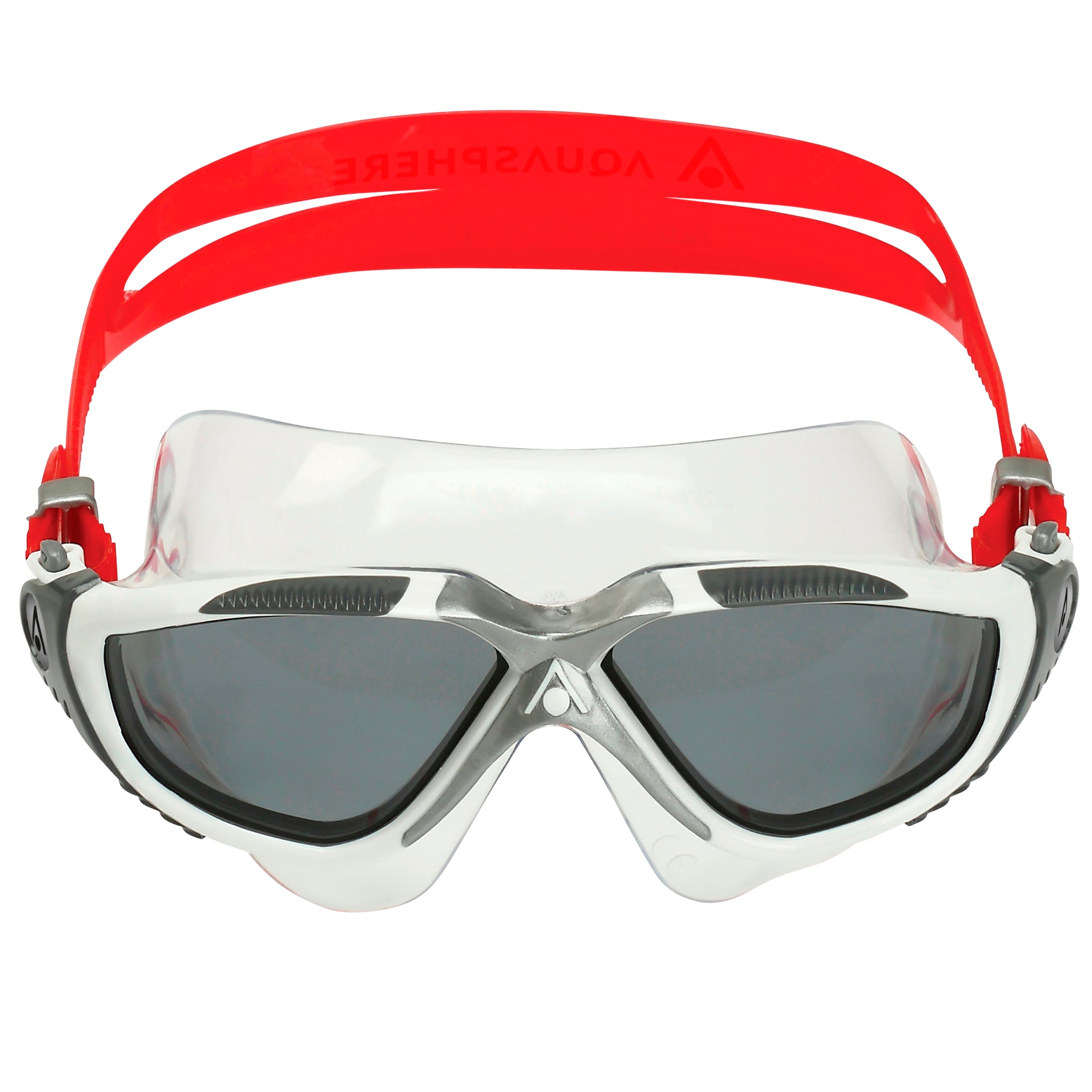 Aquasphere Vista Swimming Goggles Mask Smoke Tinted Lenses | White/Silver Front