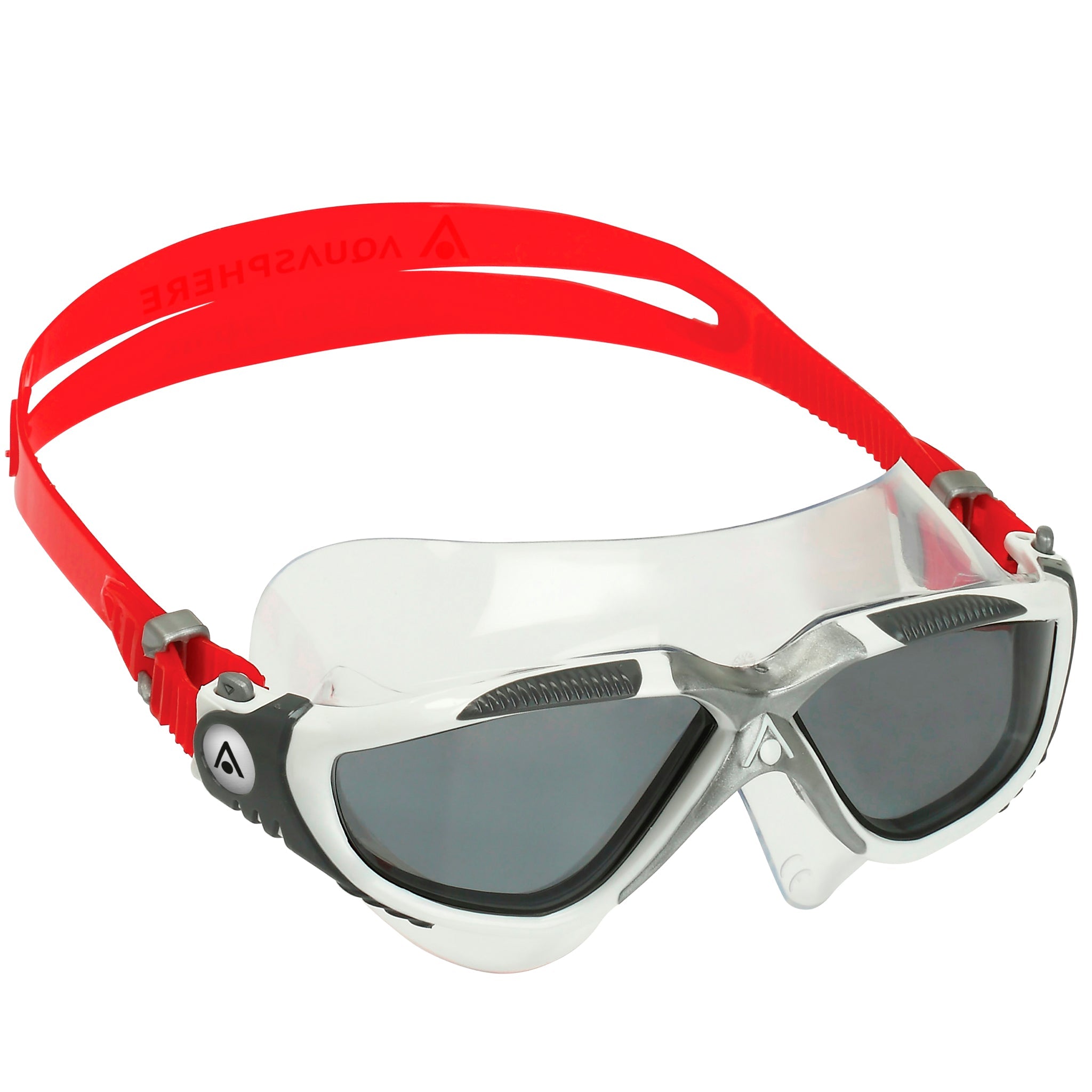 Aquasphere Vista Swimming Goggles Mask Smoke Tinted Lenses | White/Silver Right