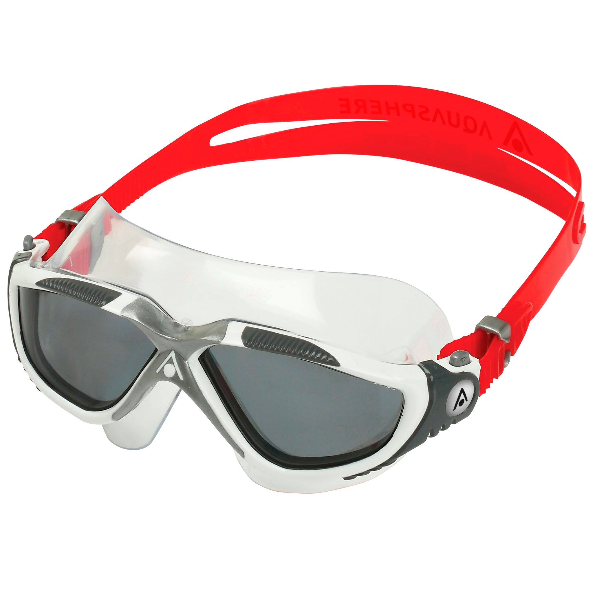 Aquasphere Vista Swimming Goggles Mask Smoke Tinted Lenses | White/Silver