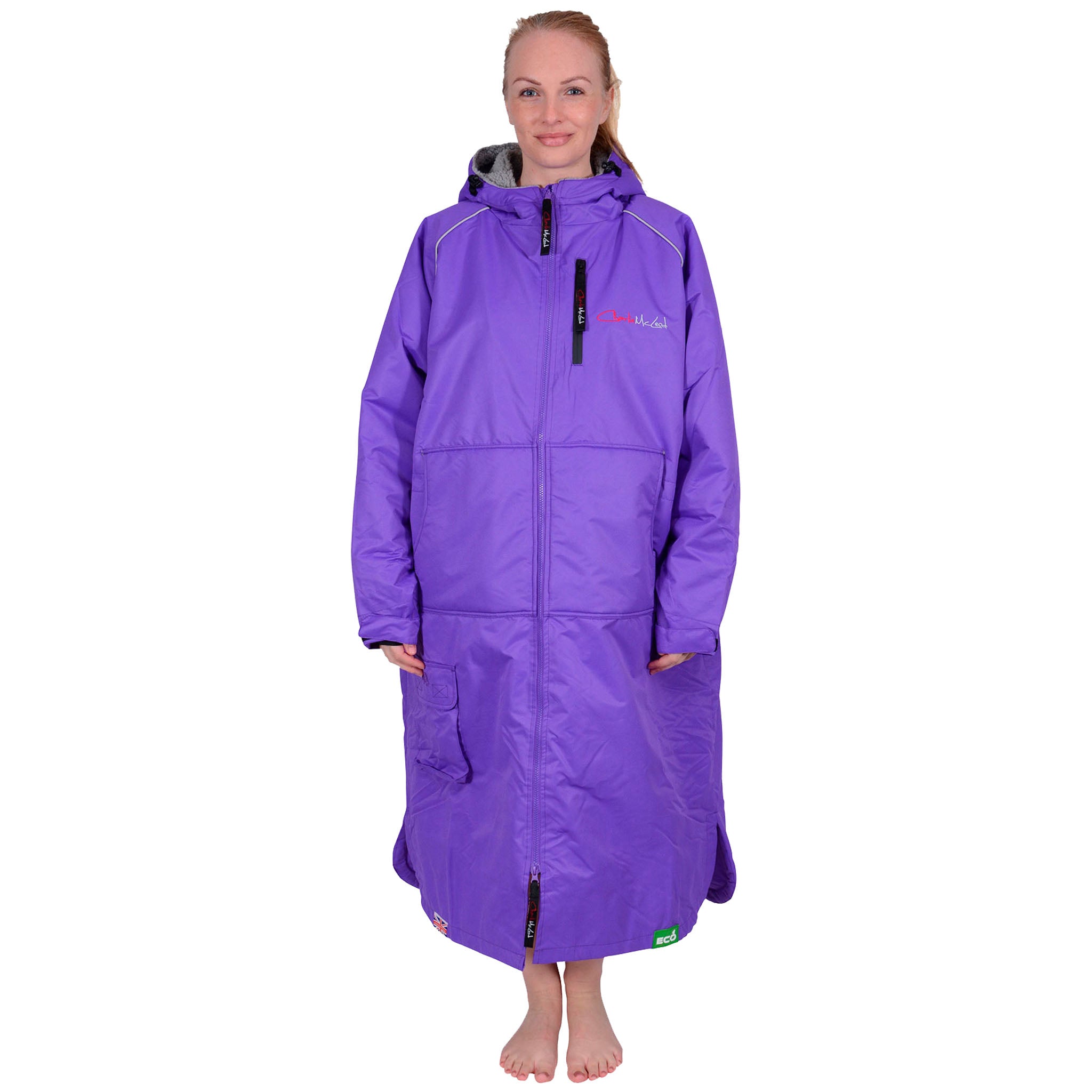 Charlie McLeod Eco Sports Cloak Long Sleeve Change Unisex Robe - Purple/Grey Front