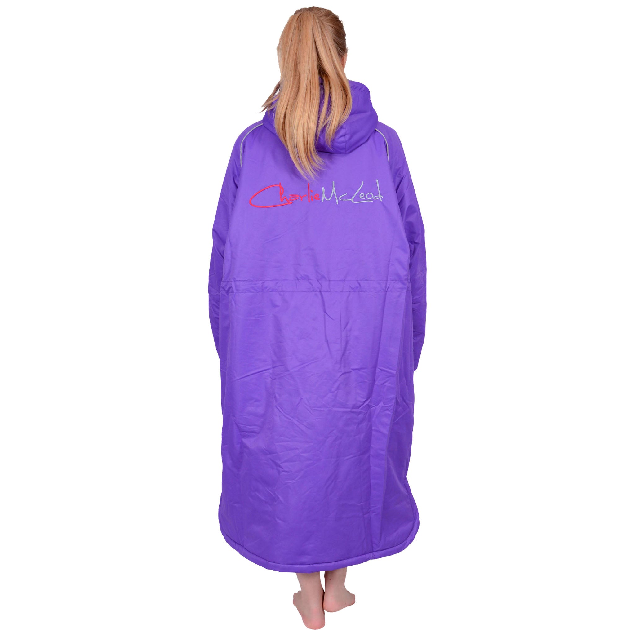 Charlie McLeod Eco Sports Cloak Long Sleeve Unisex Change Robe - Purple/Grey Back