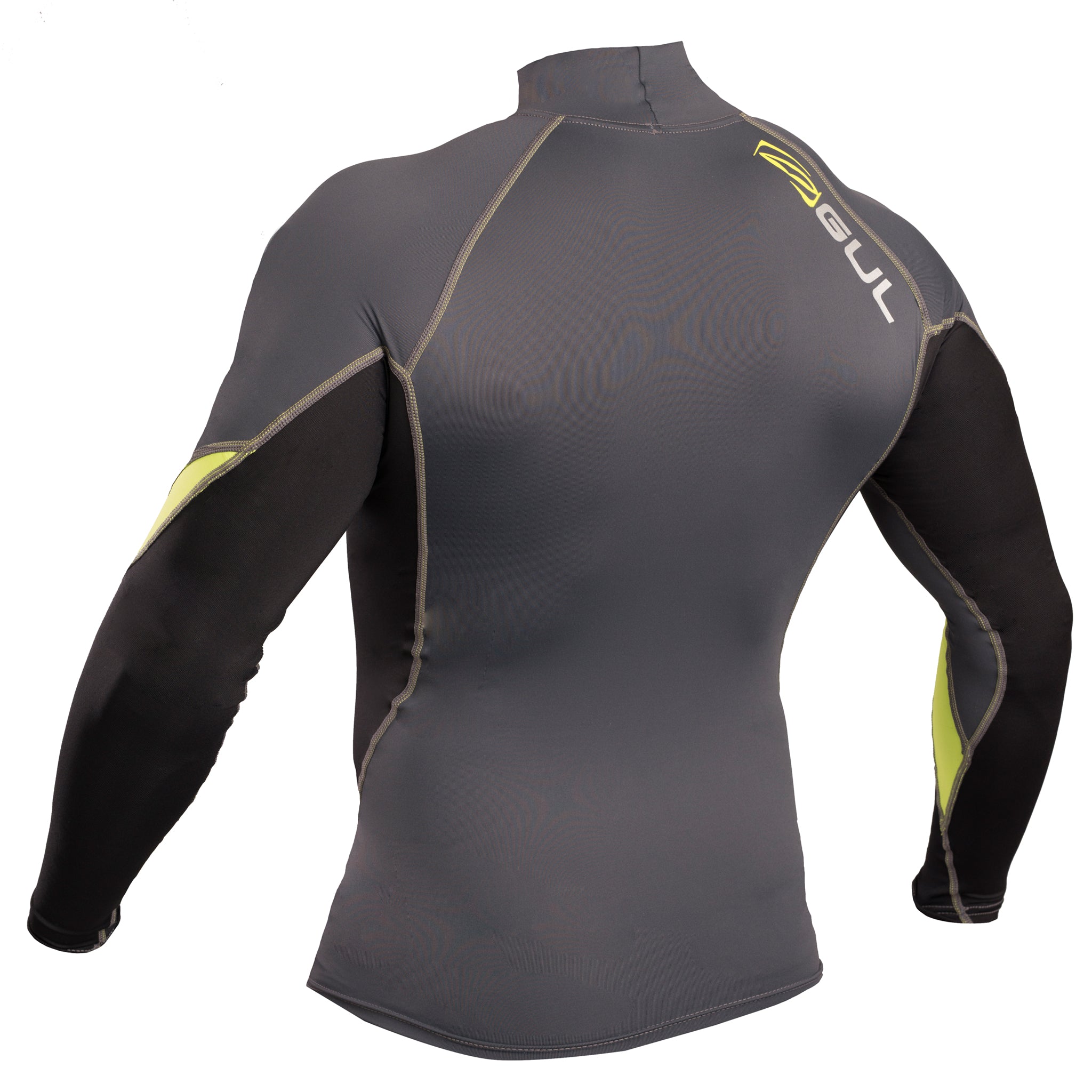 Gul Xola Mens UV50 Long Sleeve Rash Vest | Graphite Lime Back