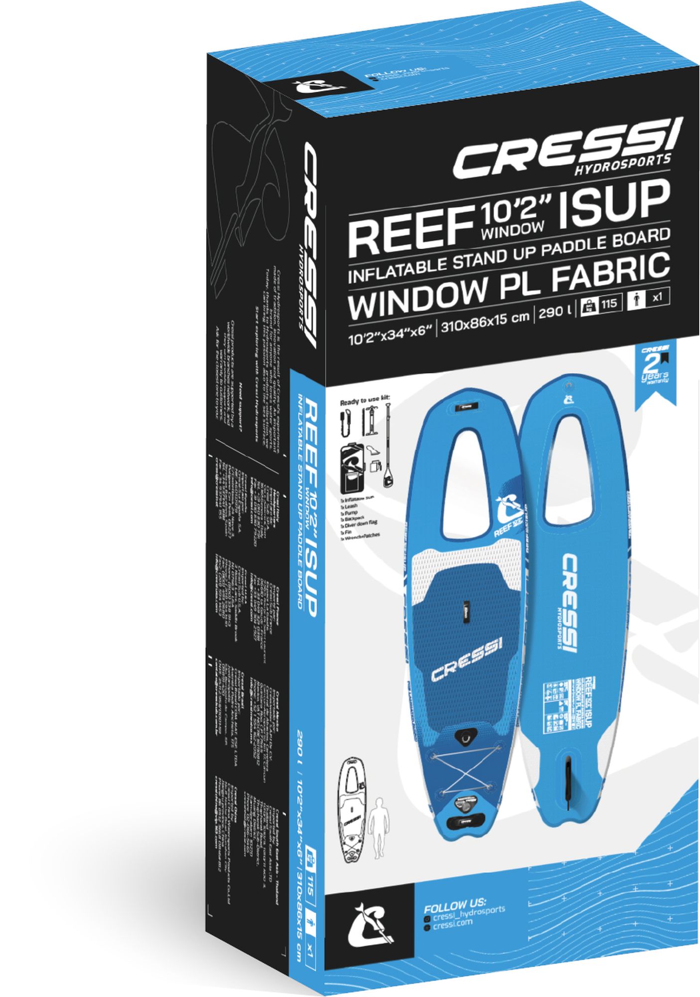 Cressi Reef Window iSUP 10' 2" Paddleboard Package | Box