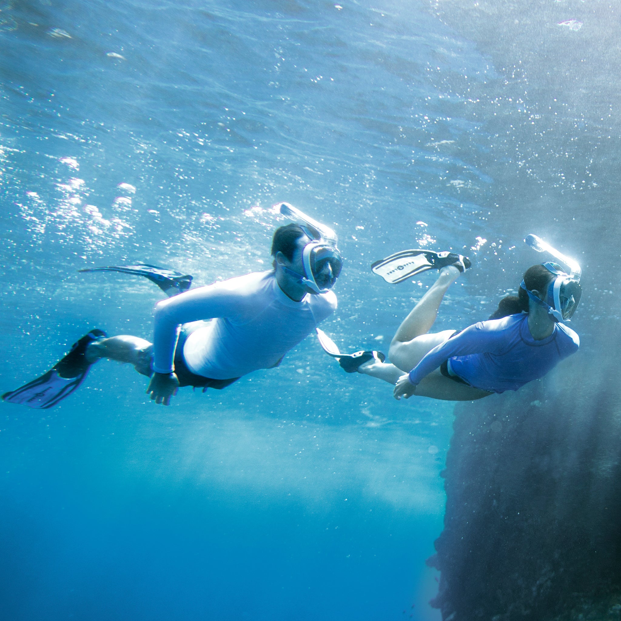 Aqua Lung Sport Junior Smart Full Face Snorkel Mask snorkelling couple