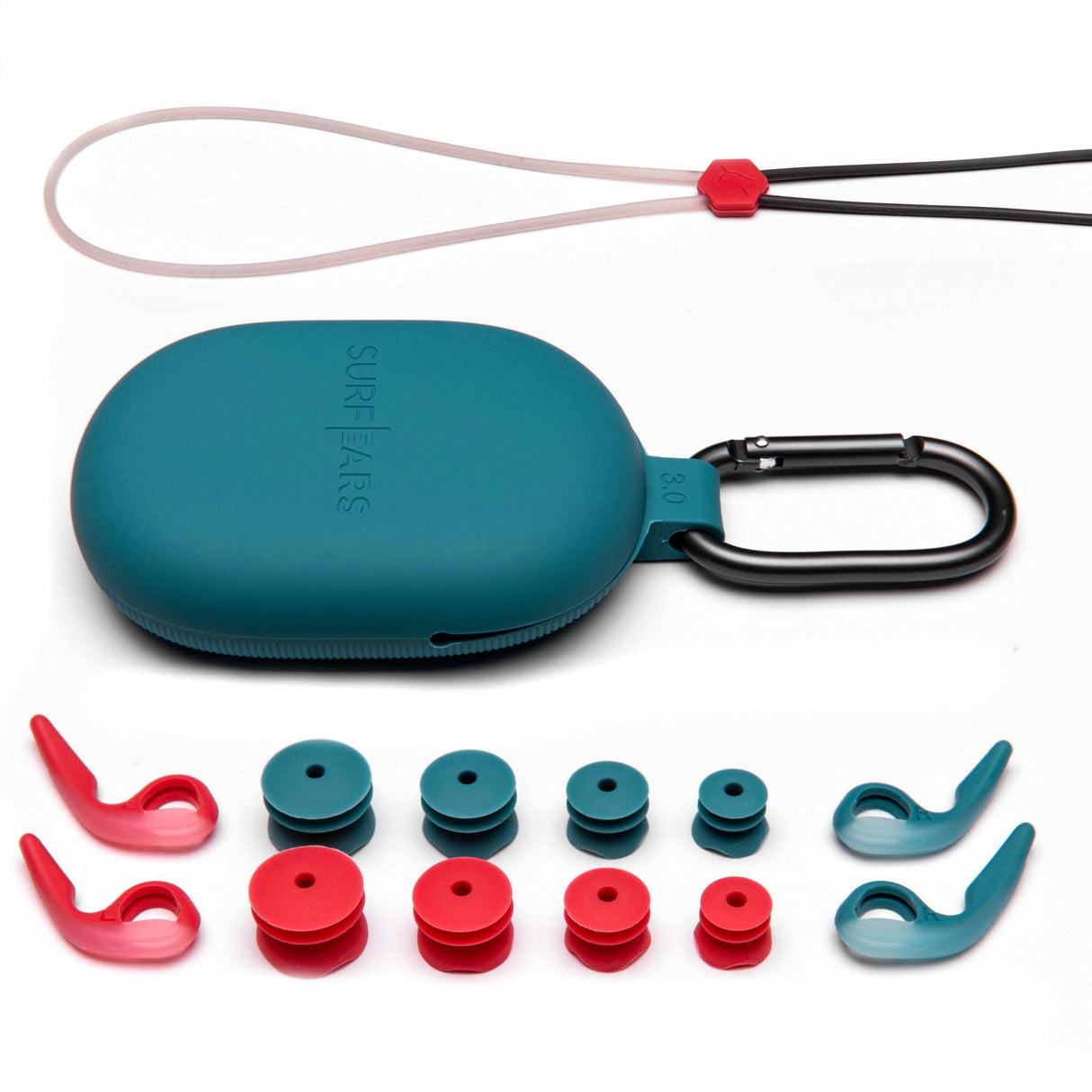 SurfEars 3.0 Ear Plugs Leash, Pouch, Ear Wings and Ear Gels