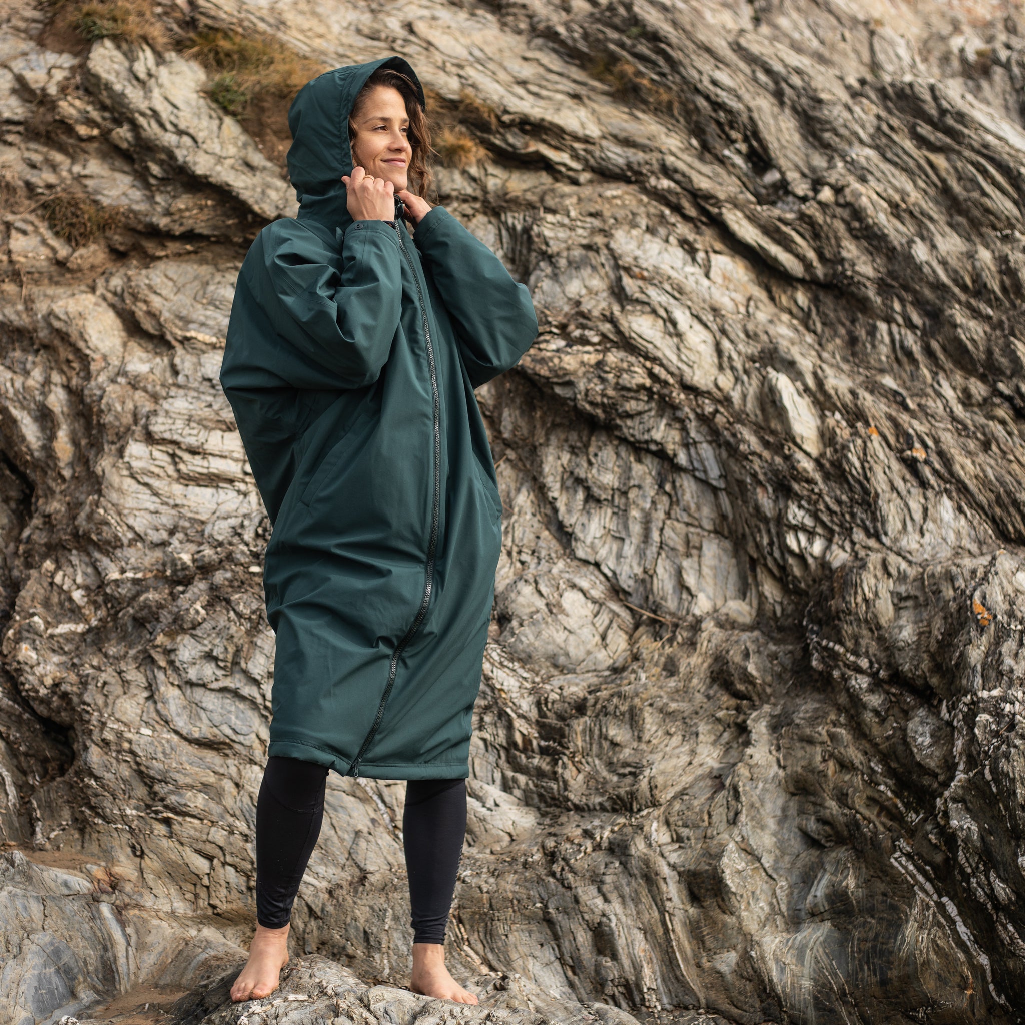 Fourth Element Tidal Change Robe made from Recycled Polyester - Green | On the rocks