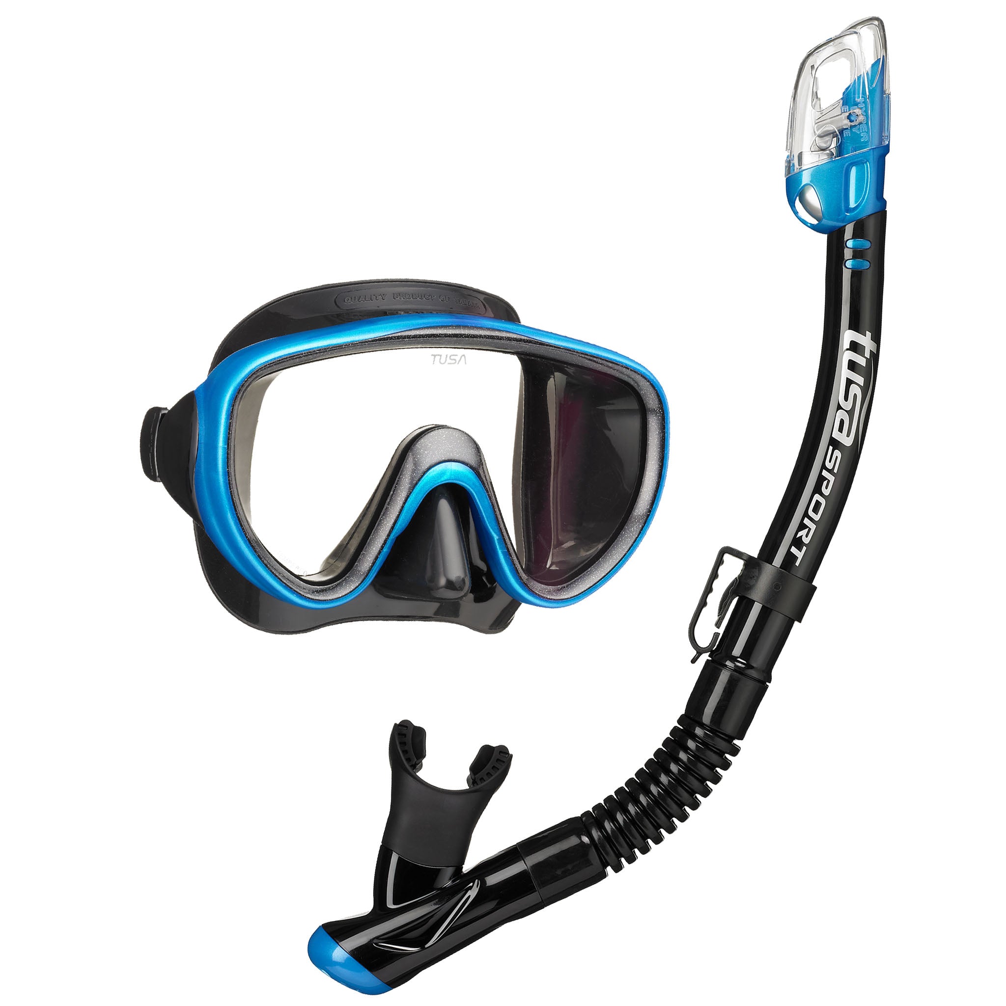 Tusa Serene Sport Mask & Elite Dry Snorkel Set - Black/Blue