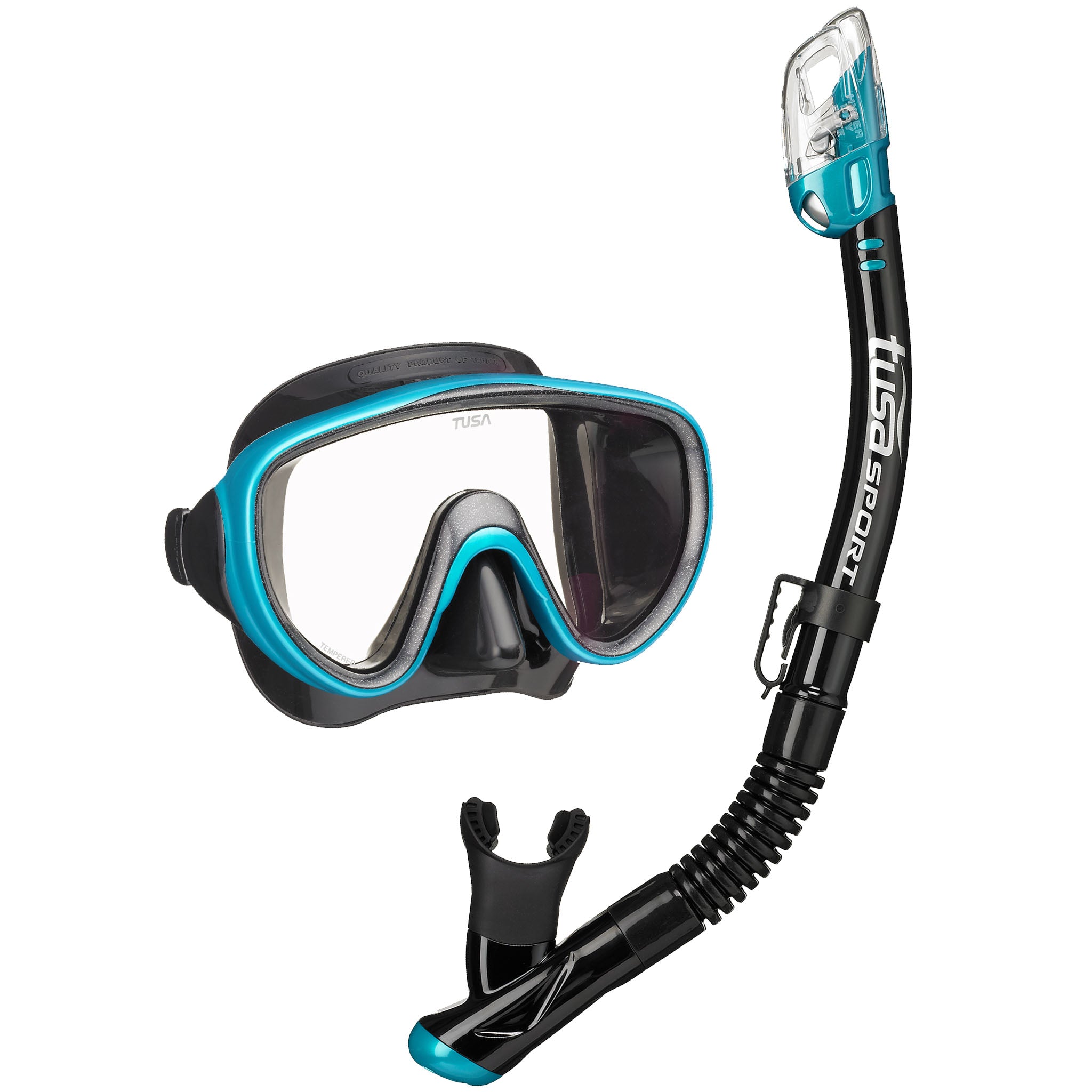 Tusa Serene Sport Mask & Elite Dry Snorkel Set - Black/Ocean Green