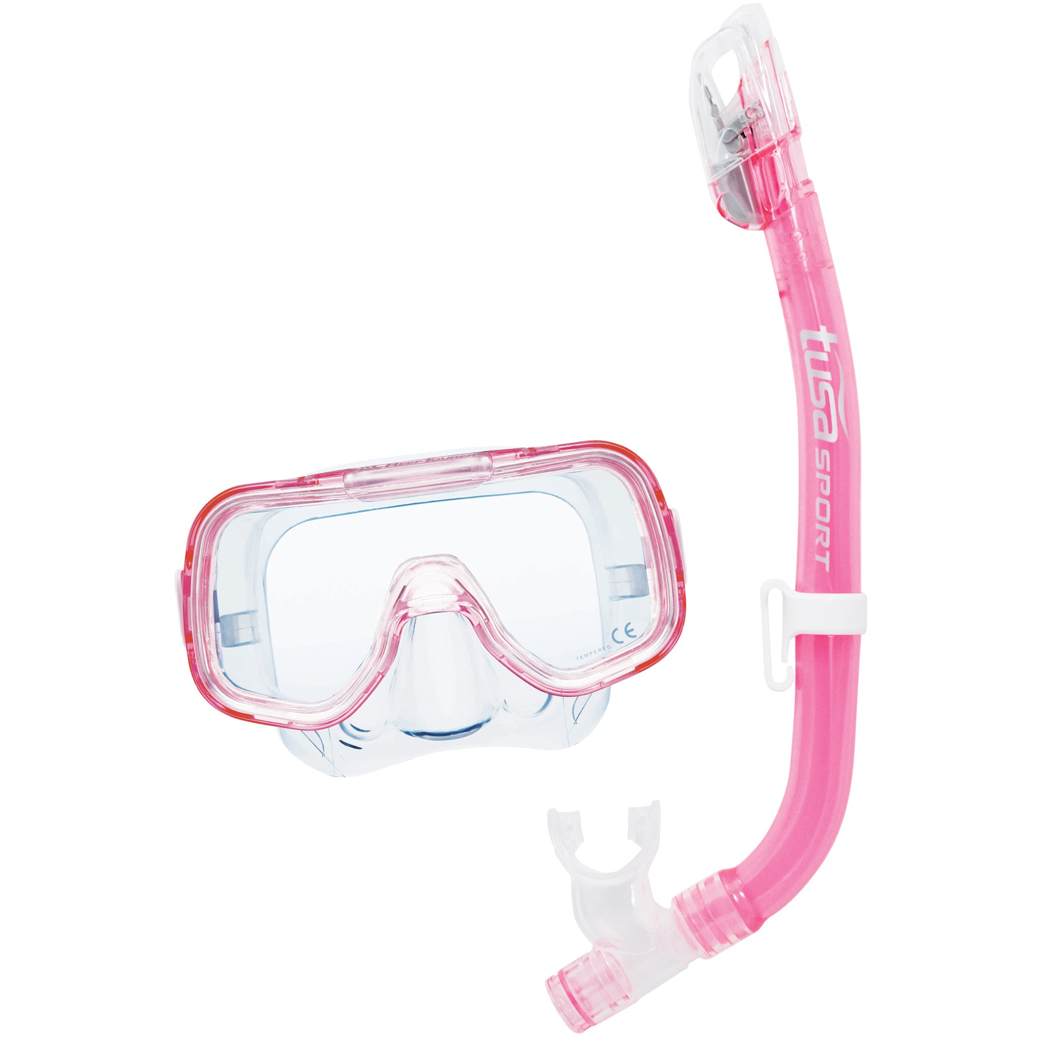 Tusa Mini-Kleio Mask & Dry Snorkel Set - Pink/Clear