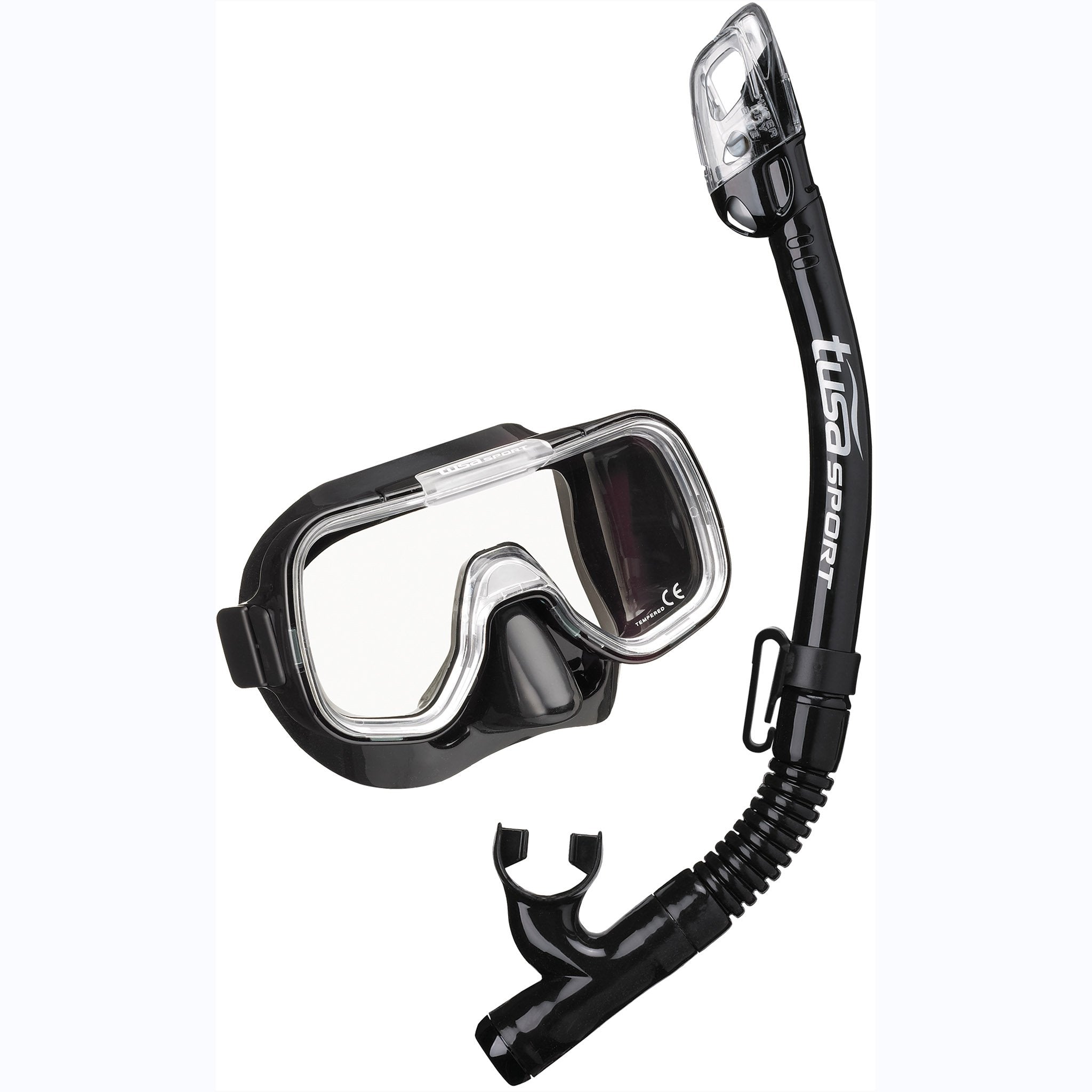 Tusa Mini-Kleio Mask & Dry Snorkel Set - All Black