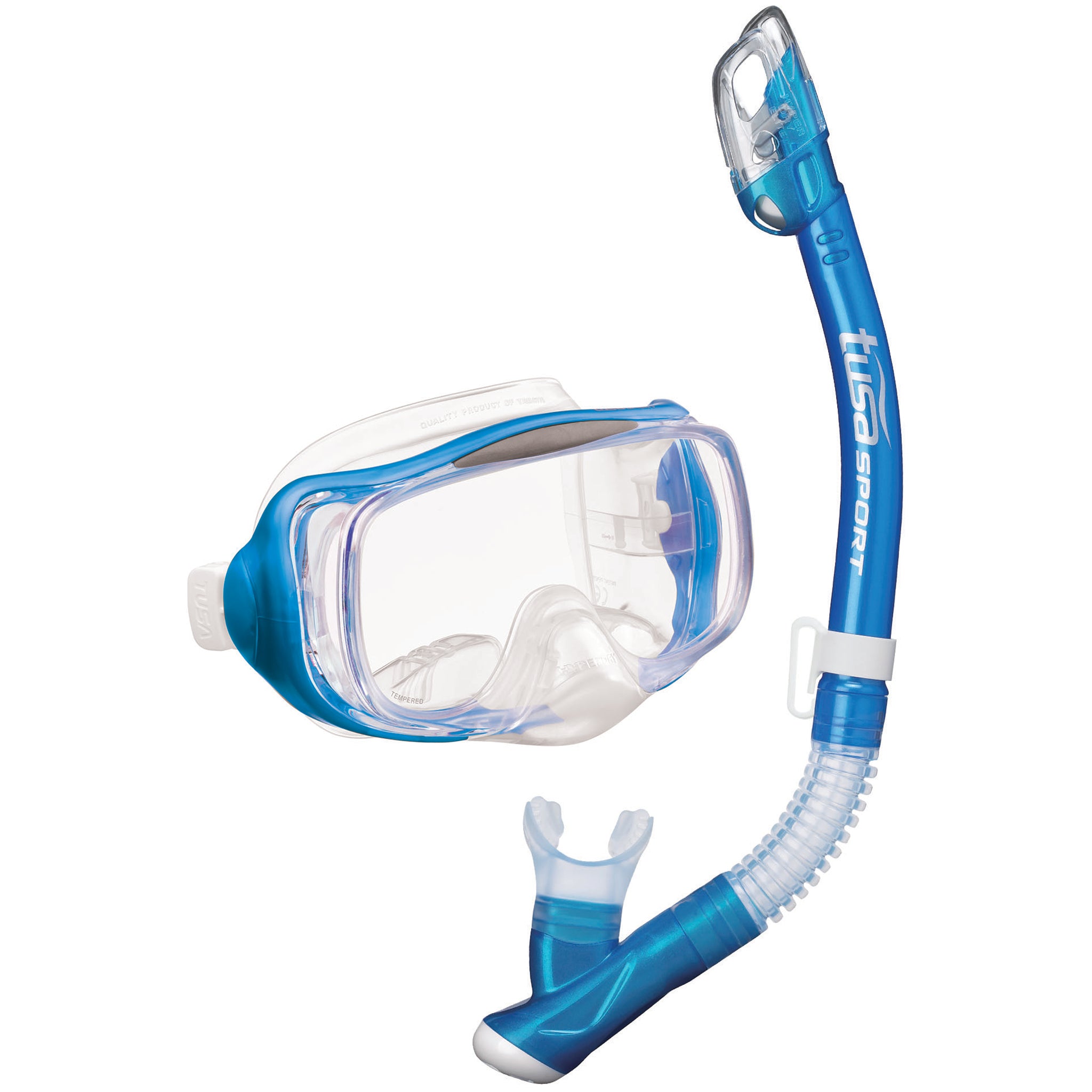 Tusa Imprex 3D Hyperdry Mask & Elite Dry Snorkel Set | Fishtail Blue