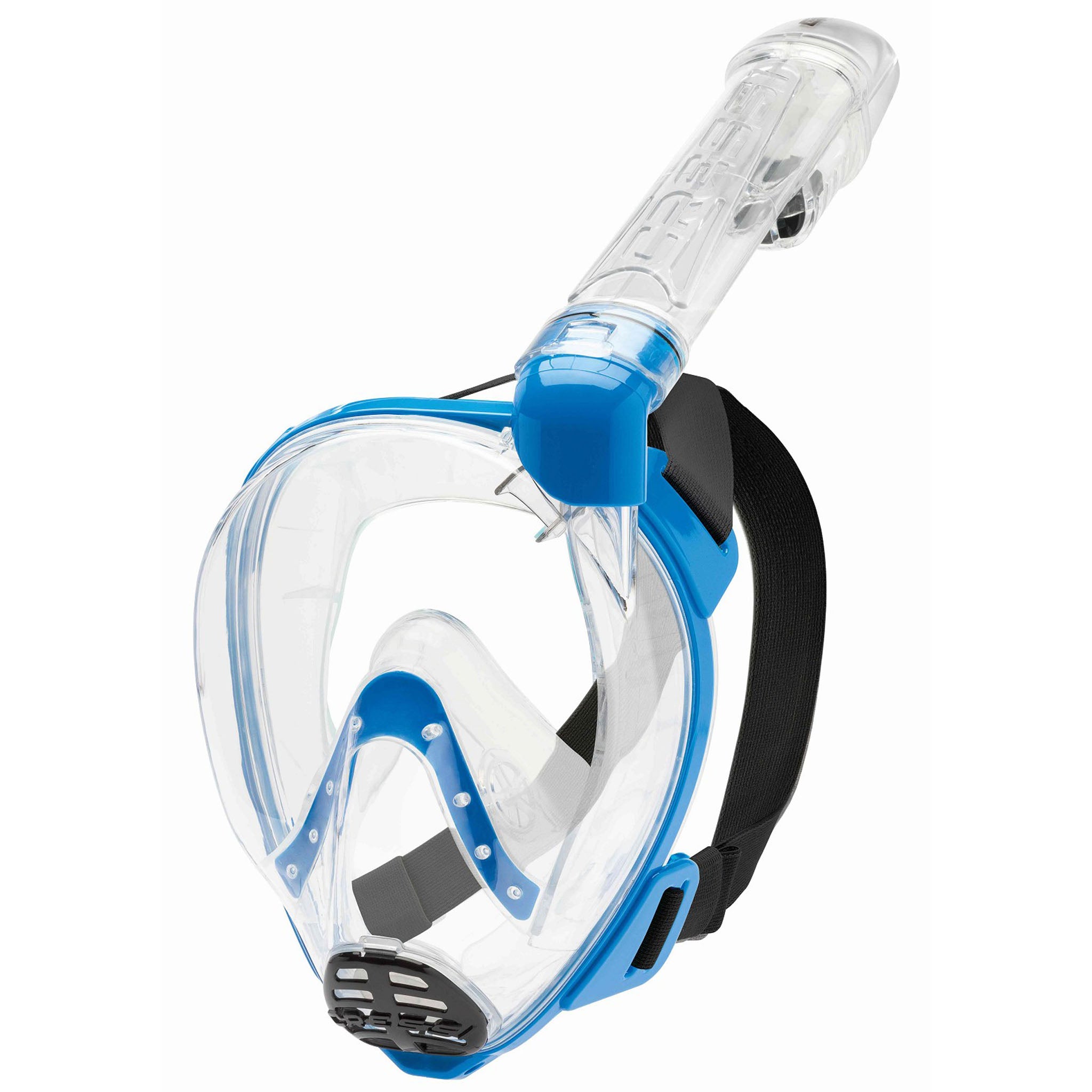 Cressi Baron Dry Full Face Snorkelling Mask | Clear/Blue