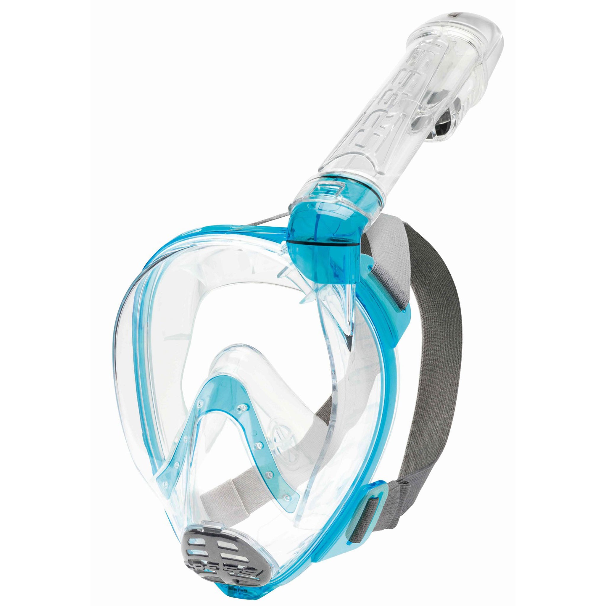 Cressi Baron Dry Full Face Snorkelling Mask | Clear/Aqua