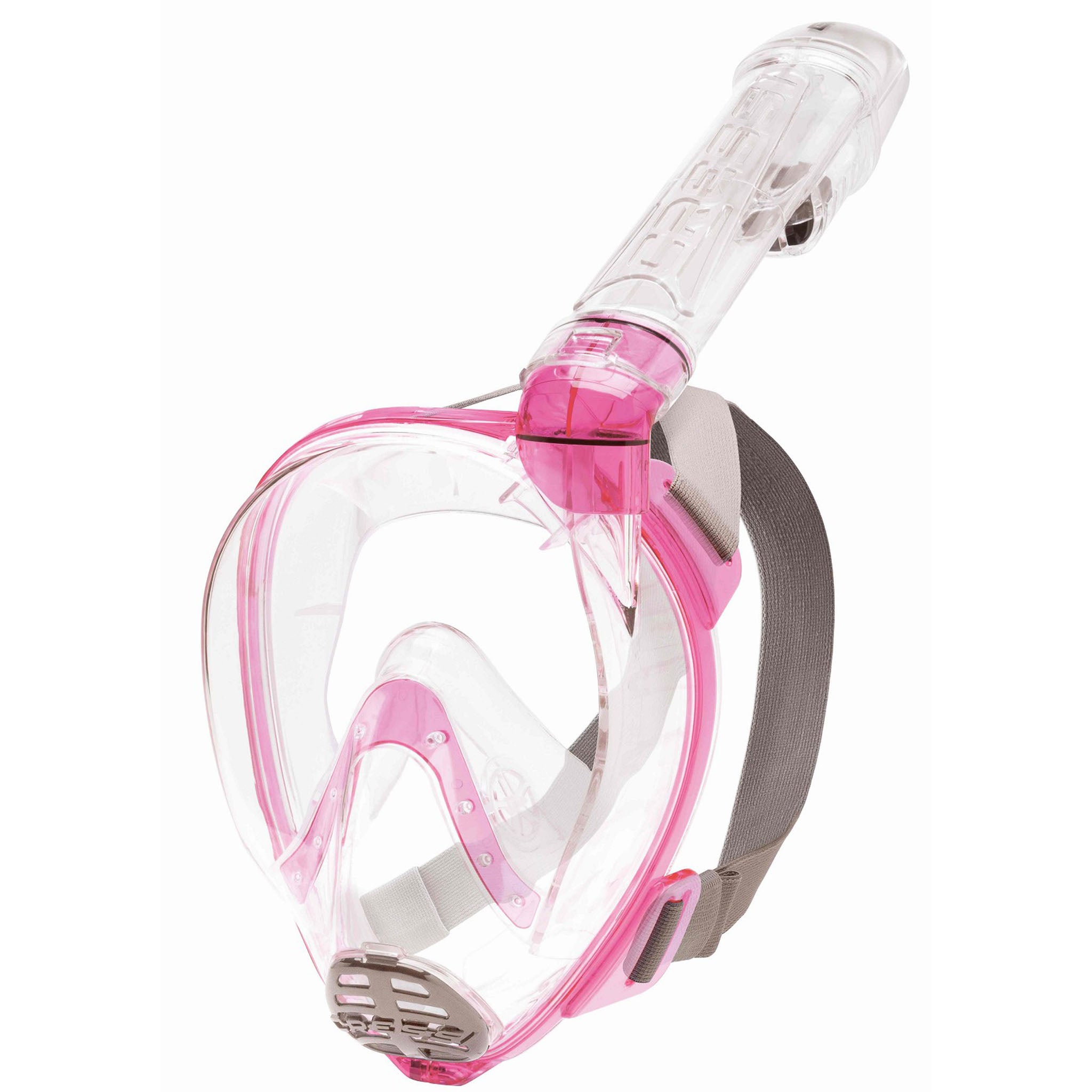 Cressi Baron Dry Full Face Snorkelling Mask | Clear/Pink