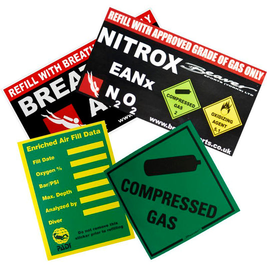 Various Compressed Gas Stickers – Watersports Warehouse