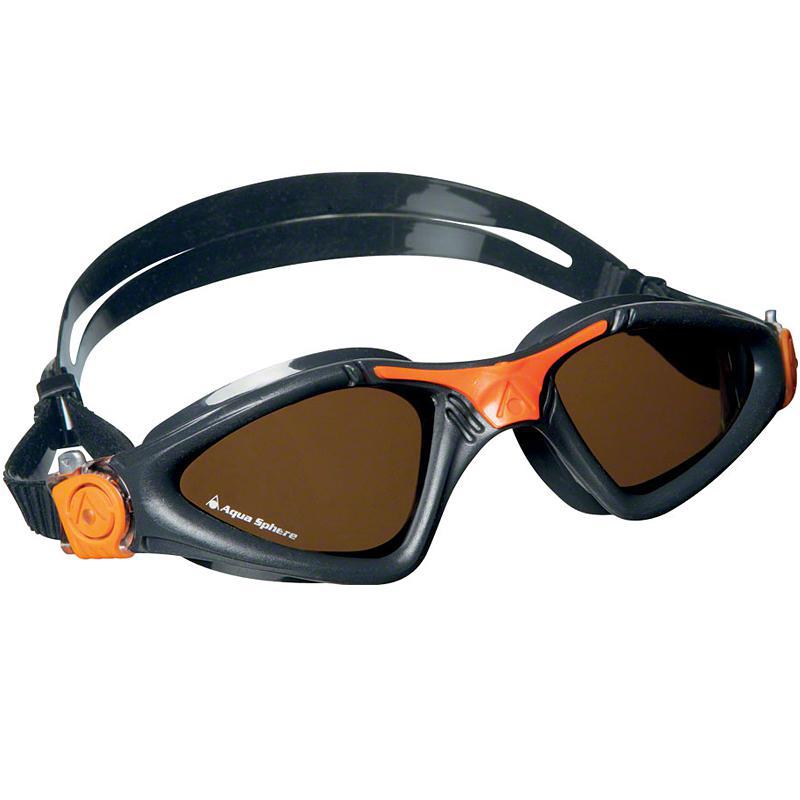 Aqua Sphere Kayenne Brown Polarized Lens Swimming Goggles - Grey/OrangeFront