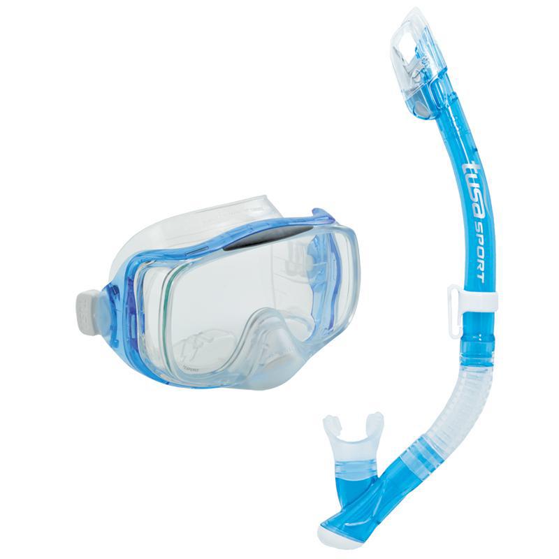 Tusa Imprex 3D Hyperdry Mask & Elite Dry Snorkel Set | Clear Blue